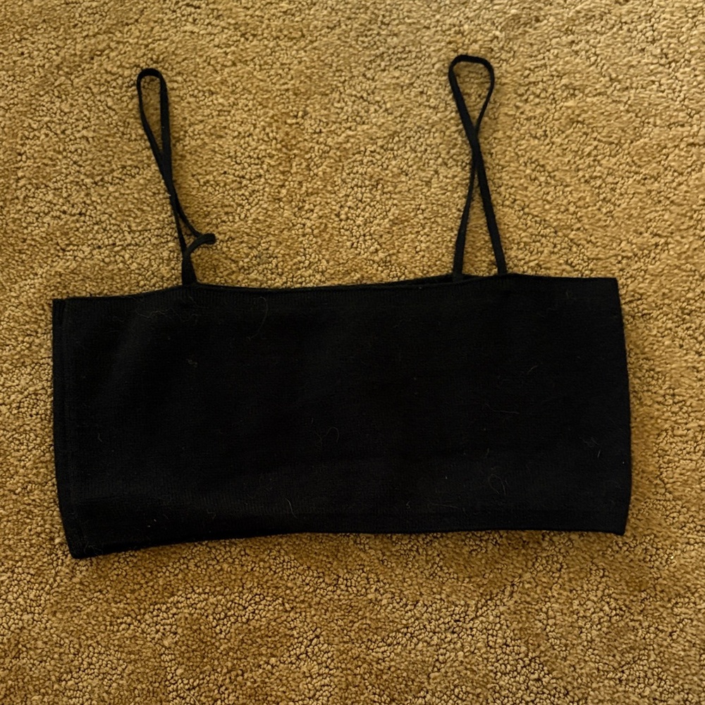 Oliveaceous Black Knit Crop Top